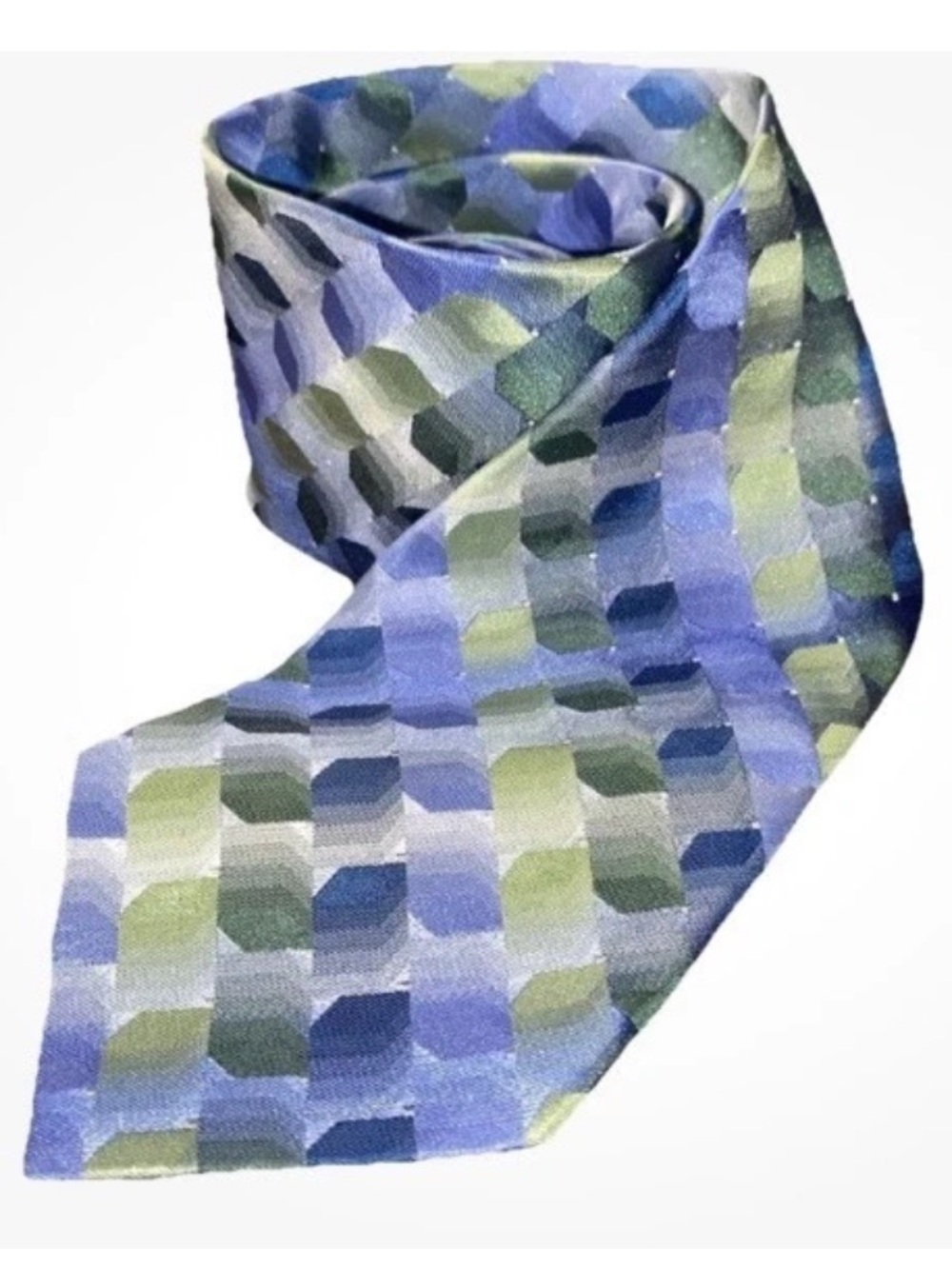George Men's Geometric Block Tie in Blue and Green